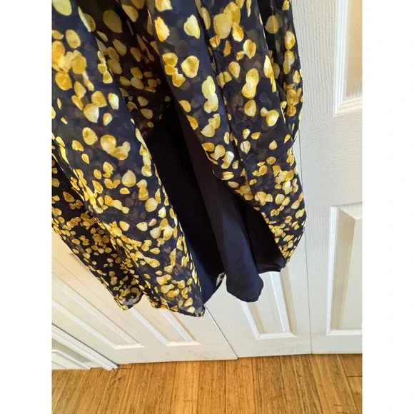 Hobbs London Aurora Dress Navy Yellow Petal Print Midi Recycled Polyester 6 NEW - Picture 9 of 10